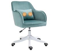 HOMCOM Chaise de Bureau Velours Fauteuil Bureau massant Coussin Lombaire intégré Hauteur réglable pivotante 360° Vert