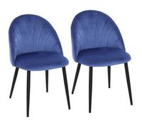 HOMCOM - chaise de cuisine - Velours (100 % polyester) - 52x54x79cm - Bleu