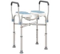 HOMCOM Chaise de Douche avec Accoudoirs en U pour Seniors Bleu Clair | Siège de Douche, Réglable en Hauteur, Patins Anti-Dérapants, pour Handicapés et Blessés