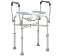 HOMCOM Chaise de Douche avec accoudoirs, siège de Douche, en Forme de U, réglable en Hauteur, Patins Anti-dérapants, Tabouret de Douche pour Seniors, handicapés et blessés, Bleu Clair