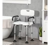 HOMCOM Chaise de douche ergonomique siège de douche hauteur réglable pieds antidérapants charge max. 136 kg alu HDPE blanc Description:Cette chaise de douche réglable en hauteur en aluminium et HDPE p