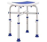 HOMCOM Chaise de Douche pour Personnes âgées et handicapées, Tabouret de Douche rembourré réglable avec poignée intégrée et ventouses antidérapantes, Bleu