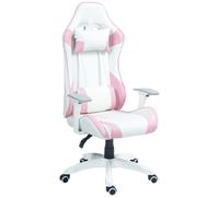 HOMCOM Chaise de jeu Chaise de bureau ergonomique Chaise d'ordinateur avec coussin lombaire, coussin de tête, réglable en hauteur Fauteuil pivotant avec fonction bascule, fonction couchage