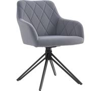 HOMCOM Chaise de salle à manger Chaise rembourrée avec accoudoirs Chaise de cuisine Chaise de salon aspect velours design rétro Acier gris 58 x 60,5 x 79 cm