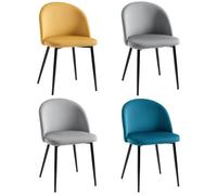 Chaises De Visiteur Design Scandinave - Lot De 4 Chaises - Velours Gris Bleu Canard Moutarde Gris