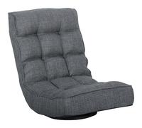 HOMCOM Chaise de Sol Pliable, Chaise de Lecture pivotante à 360° avec Dossier réglable sur 5 Positions, canapé de Sol en Lin rembourré, pour la méditation et Le Gaming, 58 x 107 x 79 cm, Gris