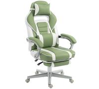 HOMCOM Chaise Gamer Inclinable avec Hauteur Réglable Repose-pieds Escamotable Support Lombaire et Appui-tête Amovible Vert