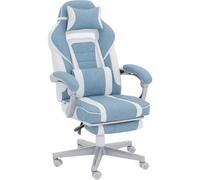 HOMCOM Chaise Gaming avec Repose-Pieds, Hauteur Réglable, Appui-Tête, Bleu