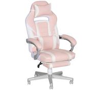 HOMCOM Chaise Gaming, Fauteuil Gaming Ergonomique avec Repose-Pieds, Hauteur réglable, Dossier inclinable à 150°, Appui-tête et Soutien Lombaire, Fauteuil de Bureau à 360° Rotatif en PU, Rose