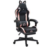 HOMCOM Chaise gaming ergonomique avec Oreilles de Chat, fauteuil gamer avec dossier inclinable, 65 x 62 x 124 cm, noir