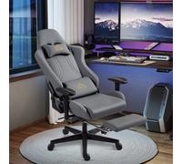 HOMCOM Chaise gaming ergonomique, fauteuil gamer avec accoudoirs 3D, dossier inclinable, hauteur réglable, 72x76x132cm, gris