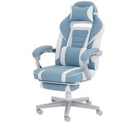 HOMCOM Chaise gaming, fauteuil gaming ergonomique avec repose-pieds, hauteur réglable, dossier inclinable, 63x63x123cm, bleu