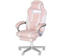 HOMCOM Chaise gaming, fauteuil gaming ergonomique avec repose-pieds, hauteur réglable, dossier inclinable, 63x63x123cm, rose
