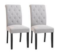 Lot de 2 chaises de salle à manger grand confort pieds en bois lin 47 x 61 x 101 cm gris clair Gris G