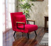 HOMCOM Chaise Lit 3 en 1 avec Dossier Inclinable et Coussin, en Tissu Effet Velours, 63x73x81 cm, Rouge