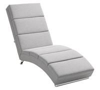 HOMCOM Chaise longue de relaxation - Fauteuil rembourré avec aspect lin - Pieds en acier - Fauteuil de relaxation pour salon - Gris clair