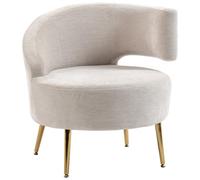 HOMCOM Chaise Lounge, Chenille Optic, Dossier incliné, Blanc crème