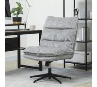HOMCOM Chaise pivotante sans accoudoirs, chaise de bureau rembourrée avec revêtement en tissu doux, réglable en hauteur, pieds en acier, Gris