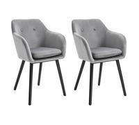HOMCOM Chaises de Salle à Manger Chaise de Cuisine chaises de Salon scandinave - Lot de 2 - Pieds effilés Bois Noir - Velours Gris