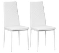 HOMCOM Chaise Salle à Manger Lot de 2, Chaise de Cuisine Moderne avec Dossier Haut, siège rembourré, revêtement synthétique et Pieds en Acier, pour Salon, Salle à Manger, Blanc