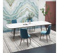 HOMCOM Chaises de Cuisine Rembourrées, Ensemble de 4 en Polyester et Acier, 47x55x86 cm, Bleu
