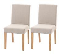 HOMCOM Chaises de salle à manger 2 pièces, chaises rembourrées modernes en tissu effet lin avec assise et dossier rembourrés, pieds en bois de caoutchouc
