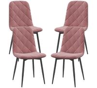 HOMCOM Chaises de salle à manger 4 pièces ensemble de chaises de cuisine avec dossier, aspect velours, fauteuil 45 x 54 x 87 cm, Rose