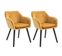 HOMCOM Chaises de Salle à Manger Chaise de Cuisine chaises de Salon scandinave - Lot de 2 - Pieds effilés Bois Noir - Velours Jaune Moutarde