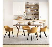 HOMCOM Chaises de Salle à manger Chaises de Visiteur scandinave - Lot de 4 - Pieds effilés Bois Noir - Velours Jaune Moutarde