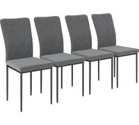 HOMCOM Chaises de salle à manger Lot de 4 Chaises de cuisine avec dossier, aspect velours, fauteuil Chaise rembourrée Chaises avec pieds métalliques pour table à manger, gris foncé