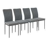 HOMCOM Chaises de salle à manger Lot de 4 Chaises de cuisine avec dossier, aspect velours, fauteuil Chaise rembourrée Chaises avec pieds métalliques pour table à manger, gris foncé