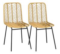 HomCom Chaises de jardin colonial - Piètement acier noir, résine tressée aspect rotin - Lot de 2
