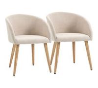 HOMCOM Ensemble de 2 chaises de salle à manger chaise scandinave tissu aspect lin 100 % polyester Dim. 55L x 58P x 74H cm beige | Aosom France