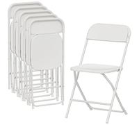 HOMCOM Chaises pliantes, lot de 6, en plastique Chaise de cuisine pliante avec trous d'évacuation, structure en acier Chaises pliantes Chaise pliante jusqu'à 120 kg, pour l'intérieur, blanc