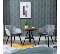 Chaises de visiteur design scandinave - lot de 2 chaises - pieds effilés bois noir - assise dossier accoudoirs ergonomiques velours gris Gris G