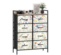 HOMCOM Chambre à coucher Commode en tissu avec 8 tiroirs, étagère ouverte et cadre en acier pour le salon, l'entrée, blanc