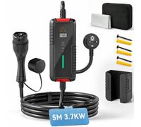 HOMCOM Chargeur Voiture Electrique Type 2 3,7kW [5m, 6/8/10/13/16A] | Câble de Recharge Portable,Écran LCD Numérique,Retardateur Sécurisé,Station Murale Mobile,pour VE PHEV Zoe Tesla e-208 Megane