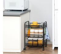 HOMCOM Chariot à 3 niveaux avec paniers desserte à roulettes chariot de rangement roulante 45 x 26,5 x 63 cm Noir