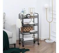 HOMCOM Chariot à 4 niveaux, chariot de cuisine et de salle de bain avec paniers desserte à roulettes Chariot de rangement roulante 45 x 26,5 x 84 cm Noir Description:Ce chariot de rangement roulant es