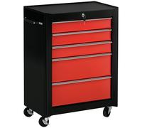 HOMCOM Chariot à outils 61.5x33x82.5cm Noir et rouge