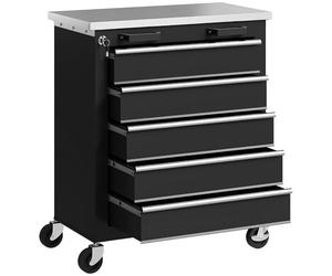 HOMCOM Chariot à Outils avec 5 tiroirs Vide verrouillable Noir