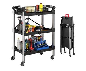 HOMCOM Chariot à outils pliable 3 niveaux, roues, 150 LBS, noir