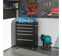HOMCOM Chariot à outils sur roulettes en acier avec 5 tiroirs verrouillable 2 clés tapis antidérapant 61,5 x 33 x 82,5 cm noir