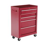 HOMCOM Chariot à outils sur roulettes, Servante d'atelier en acier 5 tiroirs verrouillable 2 clés, 61,5 x 33 x 82,5 cm, rouge
