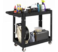 HOMCOM Chariot d'atelier servante Atelier Chariot à Outil à 2 Niveaux avec poignée latérale, desserte Atelier pour Garage, entrepôt, Outils de Bricolage, Charge 227 Kg, 102,6 x 43,5 x 84,5 cm, Noir