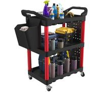 HOMCOM Chariot d'Atelier à 3 Niveaux pour Garage 95x43x96cm Noir et Rouge