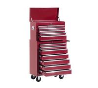 HOMCOM Chariot d'atelier avec boîte à Outils tiroirs verrouillables Rouge | Chariot à outils vide, compartiment à outils, clés, tapis antidérapants
