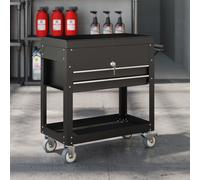 HOMCOM Chariot d'atelier, servante d'atelier sur roulettes avec plateau coulissant, tiroirs verrouillables, 130x38x80cm, noir