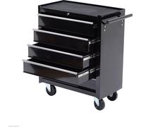 HOMCOM Chariot d'atelier vide Chariot à outils verrouillable avec 5 tiroirs, 2 clés, tapis antidérapants, armoire à outils avec poignée Noir