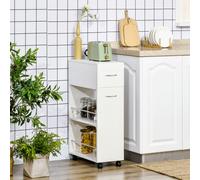 HOMCOM Chariot de cuisine avec 1 tiroir et 2 étagères ouvertes sur roulettes pour 25 x 50 x 85 cm Blanc